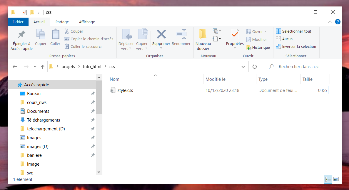 fichier css